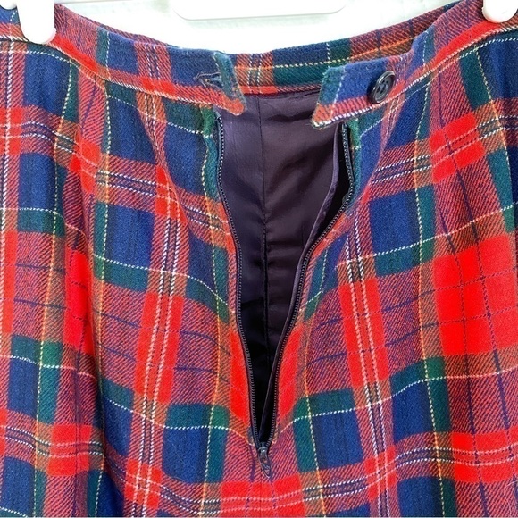 Vintage Pendleton Skirt Women's size 14 Red Blue Green Tartan Plaid Wool Lined - Picture 6 of 9